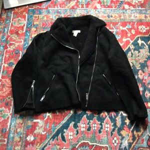 H&M sheerling aviator/ moto jacket